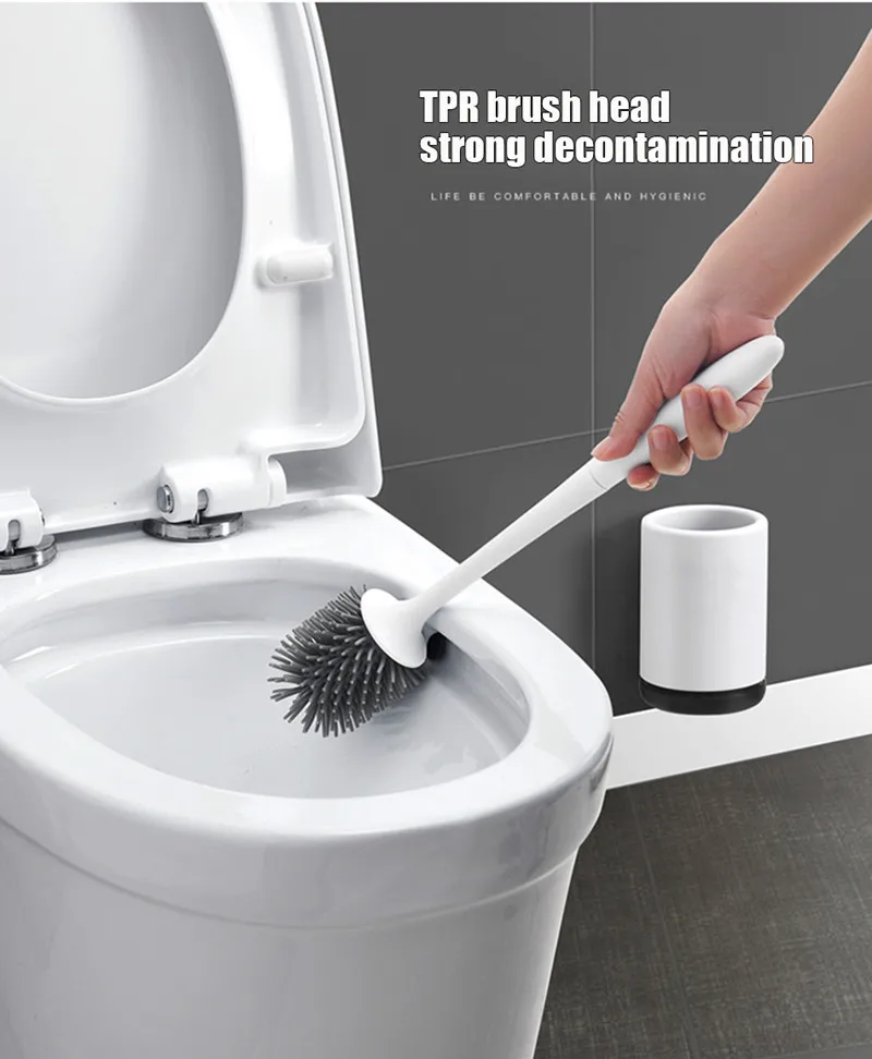 Creative Toilet Brush Rubber Head Holder Cleaning Brush For Toilet Bathroom Accessories Wall Mounted Ceramic Toilet Brushes Tool