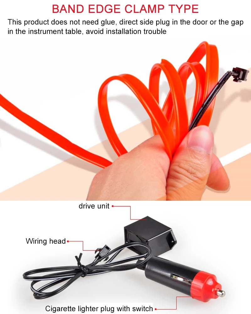 5M 3M USB кабель с атмосферная лампа автомобильная дверца салон окружающего света Холодный свет линии DIY гибкий светодиодный неон полосы 12V Драйвер инвертора