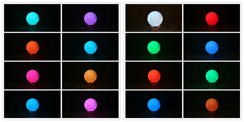 Новейшая 3D печать Jupiter moon лампа креативная Романтическая звезда лампа 16 цветов День рождения фестиваль тумбочка декоративная лампа - Испускаемый цвет: 16colors