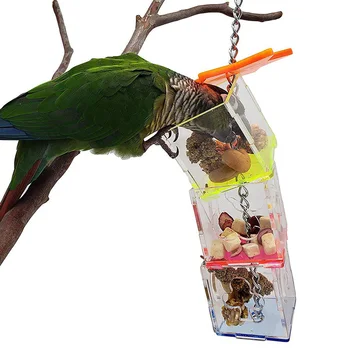 

3 Layer Parrot Hanging Chewing Feeding Toy Bird Feeding Transparent Food Feeder Holder Hanging Forage Star Shaped Box Cage Toy