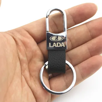 

Car Styling 3D Metal+Leather Emblem Car Key Ring Keychain Key Holder For lada niva kalina priora granta largus vaz samara 2110