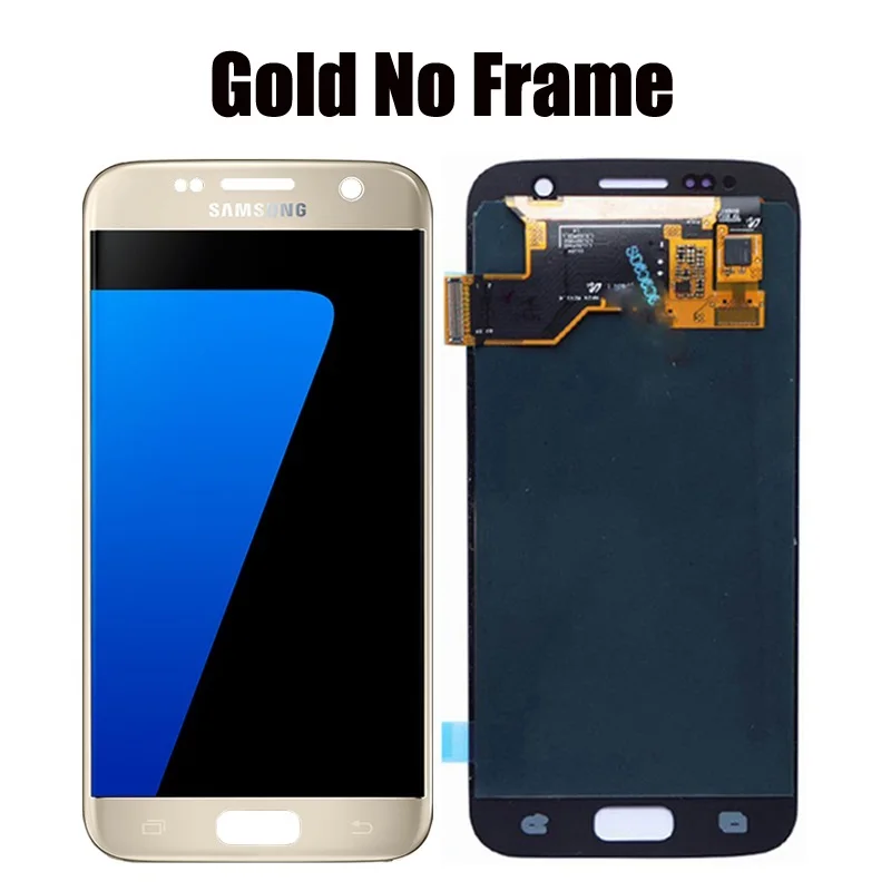 Gold No Frame 5,1 ''для samsung Galaxy S7 G930 G930F G930FD lcd SUPER AMOLED дисплей кодирующий преобразователь сенсорного экрана в сборе Замена - Цвет: Gold No Frame