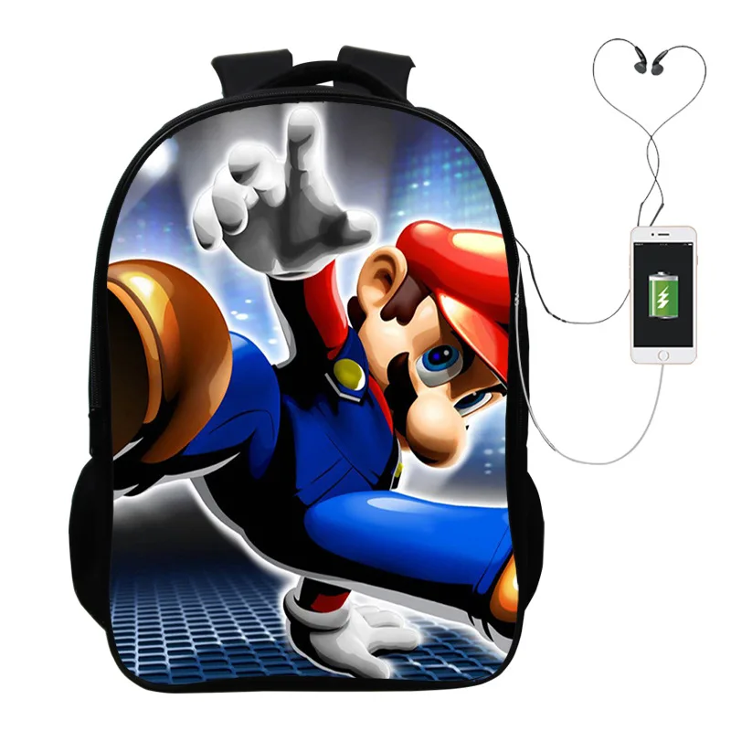 photo colour Популярная игра “Марио” Многофункциональный USB зарядный рюкзак для детей, для мальчиков, детей, подростков, мужские Школьные сумки дорожные сумки для ноутбуков - Цвет: photo colour