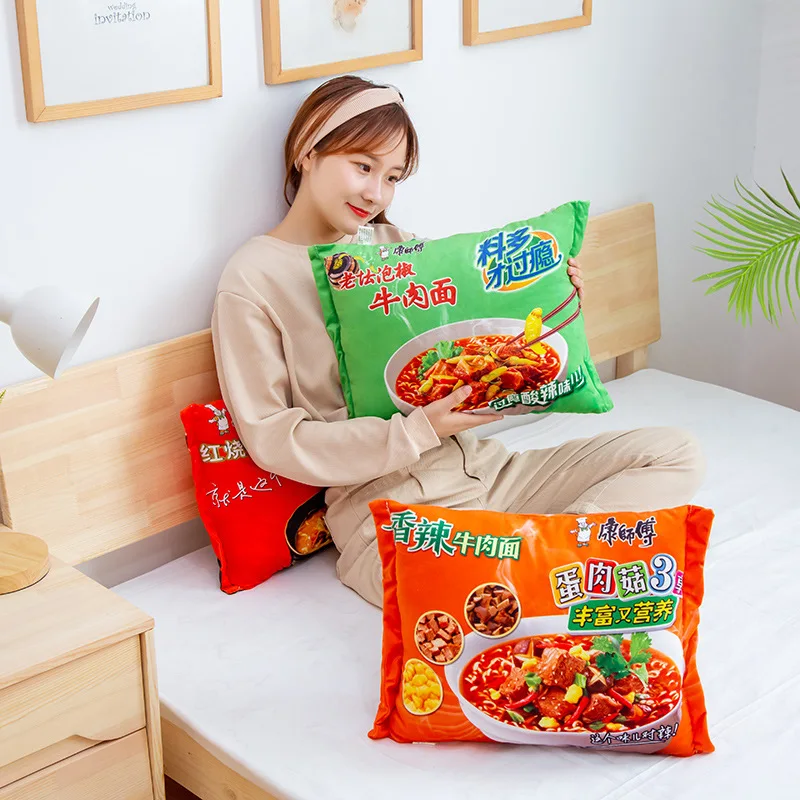 Simulation Instant Noodles Plush Pillow Stuffed Beef Fried Noodles Rainbow Candy Hot Dogs Potato Chips Gifts Food Plush Toy