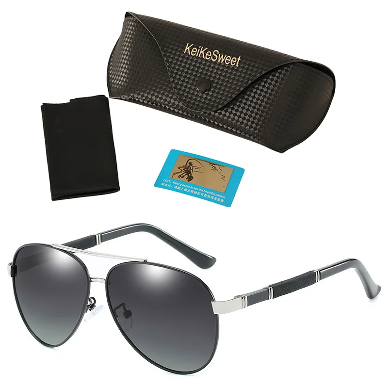 KeiKeSweet Polarized Coating Men's Sunglasses Driving UV400 Outdoor Rays Male Eyewear Accessories Luxury Sun Glasses For Men - Цвет линз: Silver Gray
