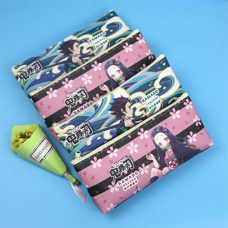New Anime Demon Slayer Pencil Case for Kids Gift Schoolbag Organizer Student Storage Bag School Stationery Supplies