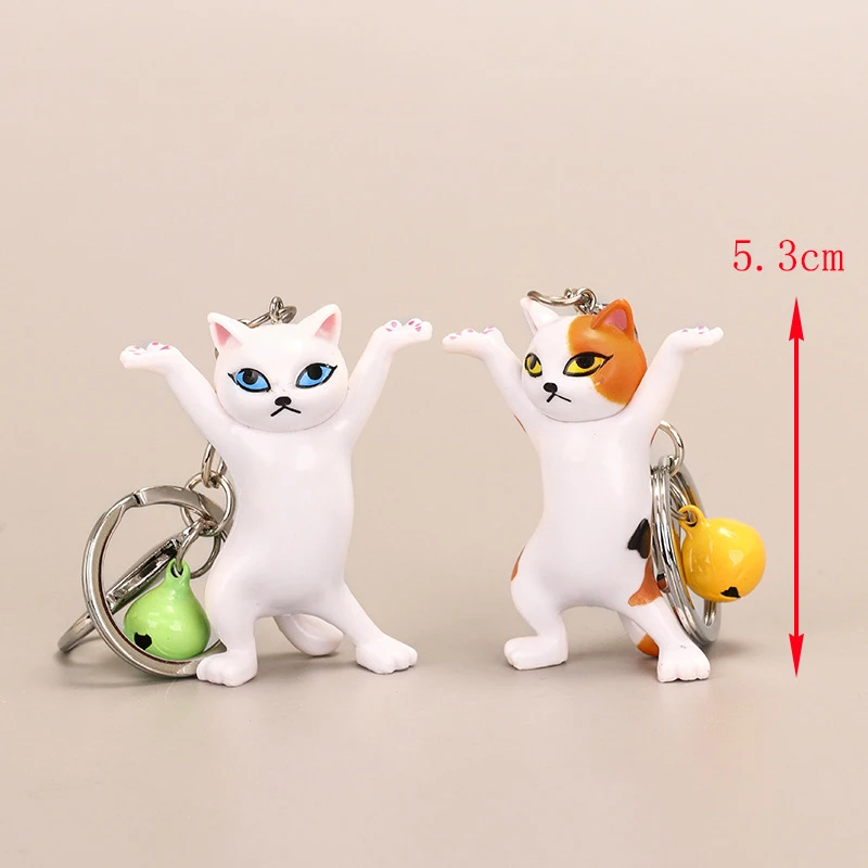 Shy Cat Cartoon Chubby Keychains Dancing Kitten Pen Stand Keyring Trinket  Bag Pendant Ornament Car Keys Chains Fashion Jewelry - Key Chains -  AliExpress