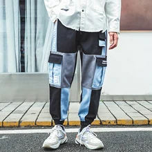 Мужские штаны в стиле хип-хоп, лоскутные, с карманами, шаровары, мужские, новинка, модные, шаровары, мужские джоггеры, мужские спортивные штаны, Harajuku, уличная одежда