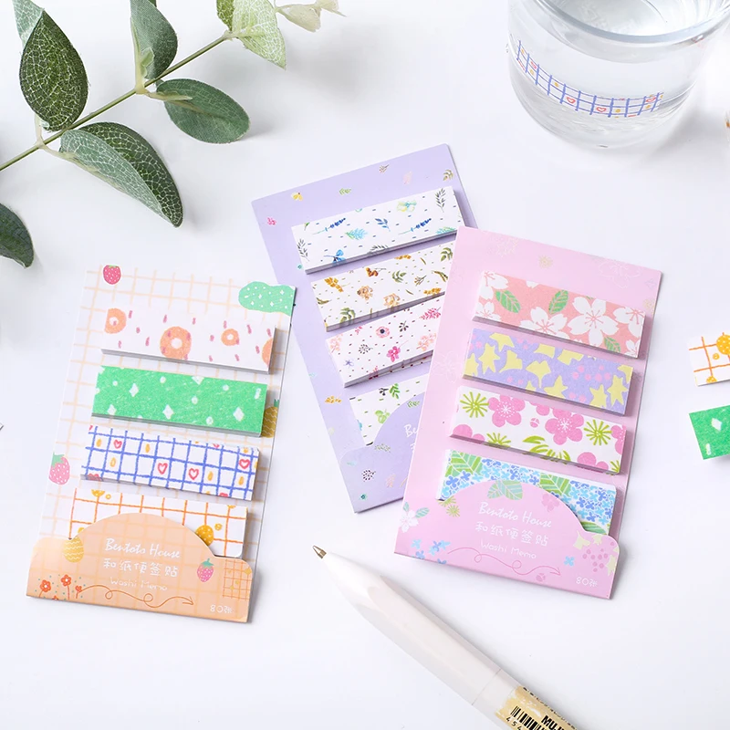 

80 Sheets Fruit & Flower Memo Pad Sticky Notes Notepads Student Stationery Decor