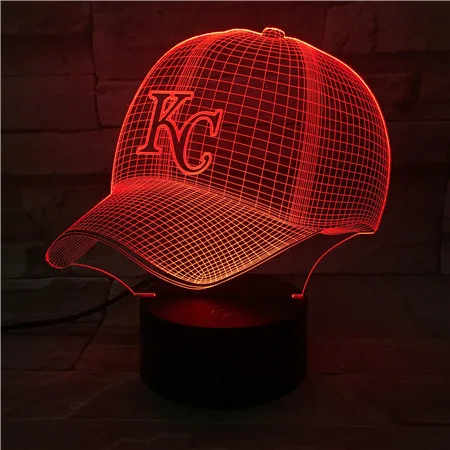 Kansas City Chief бейсболка красочный пульт дистанционного управления Сенсорный 3D Визуальный светильник