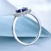 Anillo de compromiso romántico de Plata de Ley 925 para mujer, anillo de compromiso de lujo UMCHO Azul zafiro Princesa Diana ► Foto 3/6