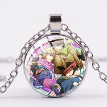  SONGDA Brand Hot JoJos Bizarre Adventure Necklace Cosplay Anime Jewelry Transparent Glass Round Pendant Punk Link Chain Necklace 