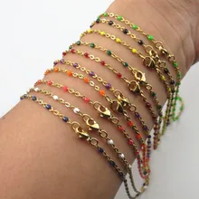 14/15/16/17/18/19 см красочная Смола Золото-Цвет Нержавеющая сталь браслет со скрещивающимися цепочками для Для женщин Модные украшения