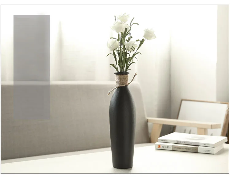 Nordic Vase Decoration Home Ceramics Vases Black Slender Hydroponics Flowers Arrangement Flower Pot Floral Desk Decorations