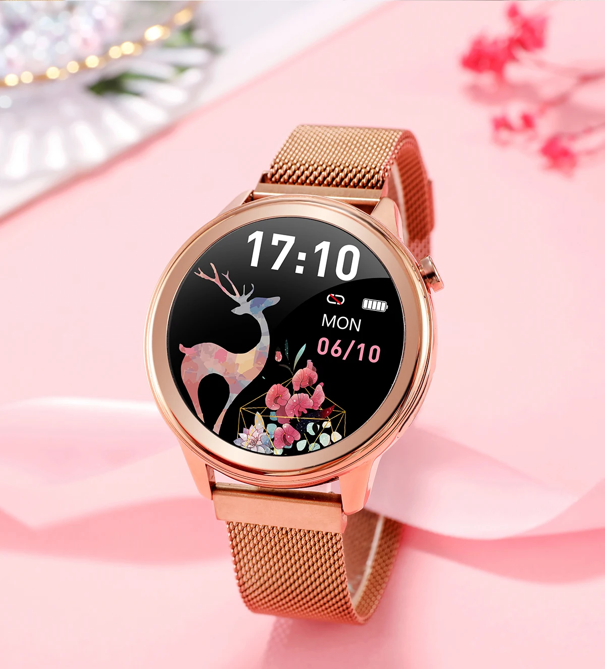 Female health (physiological cycle), Blood pressure monitori,Respiratory rate,Dynamic UI, Body temperature monitoring Smartwatch