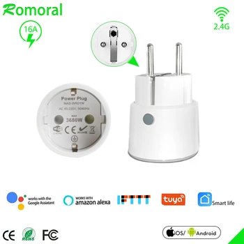 

16A Mini EU Smart Plug Wifi Socket with Control Power Monitor Socket Outlet Timing Function work with Alexa Google Home Tuya