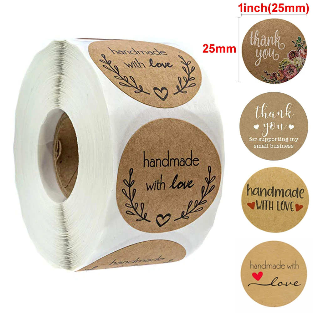 

500pcs kraft /brown label Stickers for wedding/anniversary/birthday party favor on bag/boxes/baked goods sealing bag stickers