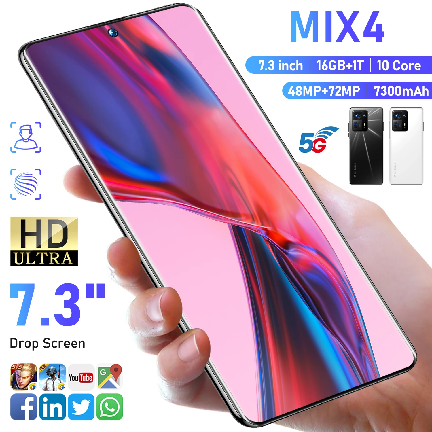 Разблокированный смартфон MIX4 16 ГБ ТБ 7 3 дюйма Android 12 | Компьютеры и офис