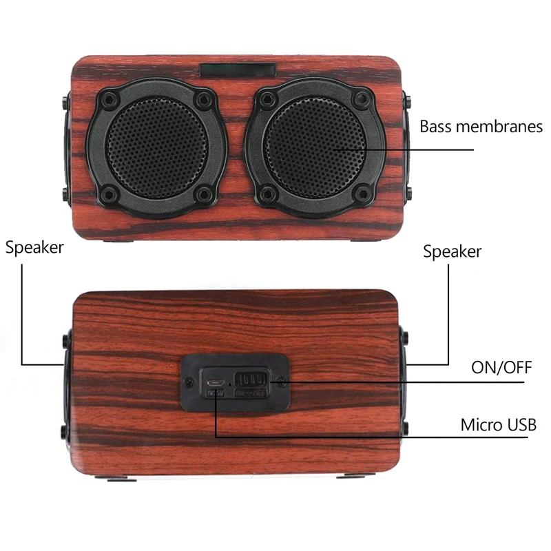 Беспроводной Bluetooth динамик деревянный сабвуфер аудио Bluetooth динамик Hi-Fi fm-радио портативный наружный сабвуфер музыкальный плеер