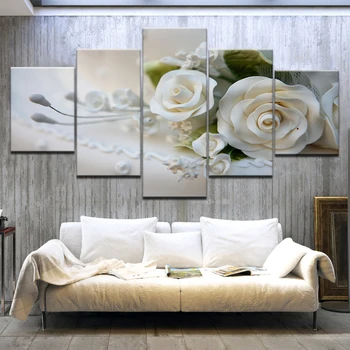 

5 pieces white rose 5d diy Diamond Painting Cross Stitch 5d Embroidery Mosaic flowers Picture Multi-pictures Decoration,