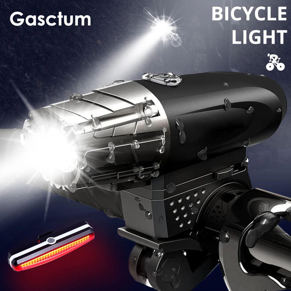 

Mountain Bike Waterproof Light Front Handlebar+Taillight USB Recharge 4 modes Bicycle Super Bright Headlight Rear Light Sets