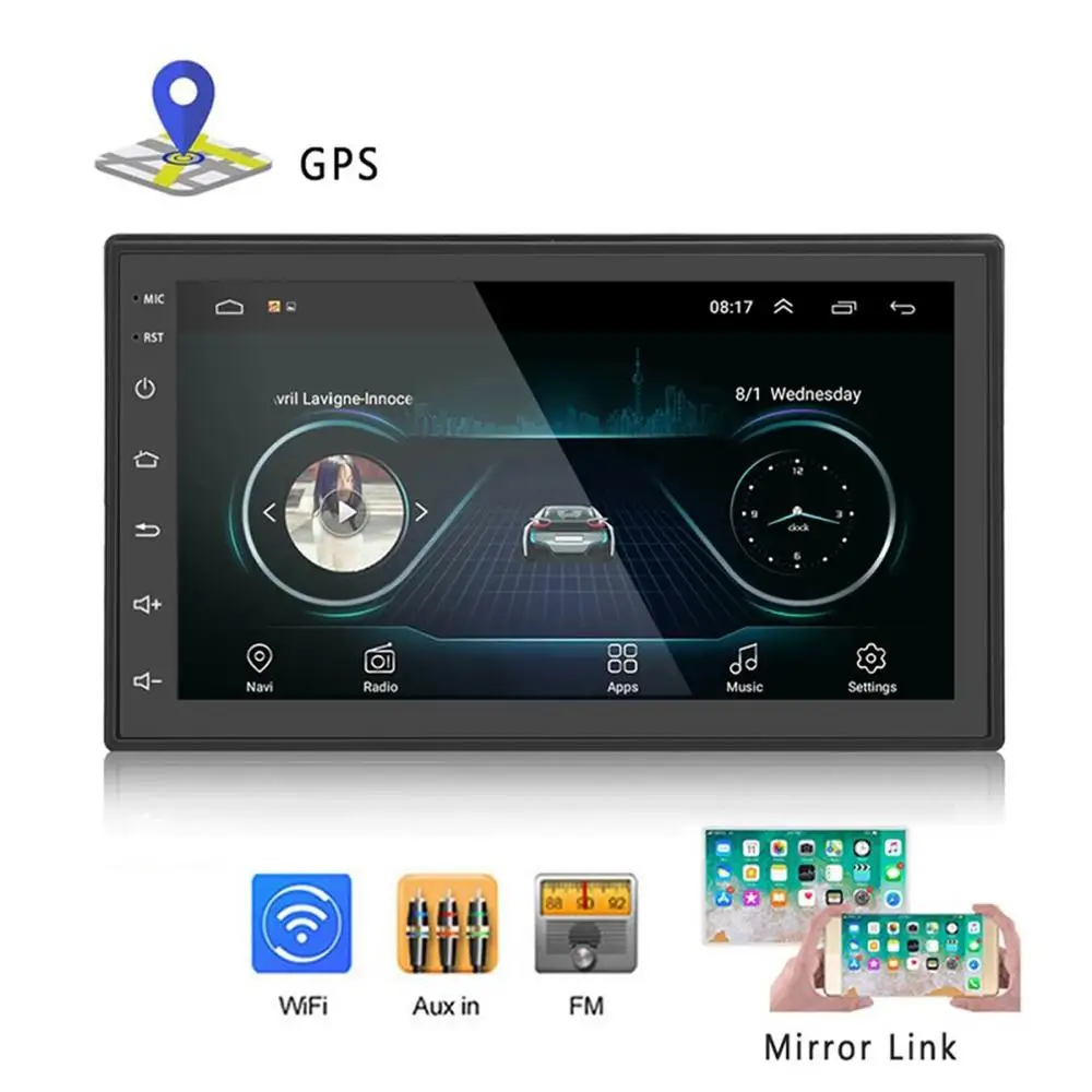 2 Din для Android Радио 7 дюймов gps навигация Голосовое управление MP5 Аудио ПК настольный автомобильный мультимедийный плеер заднего вида