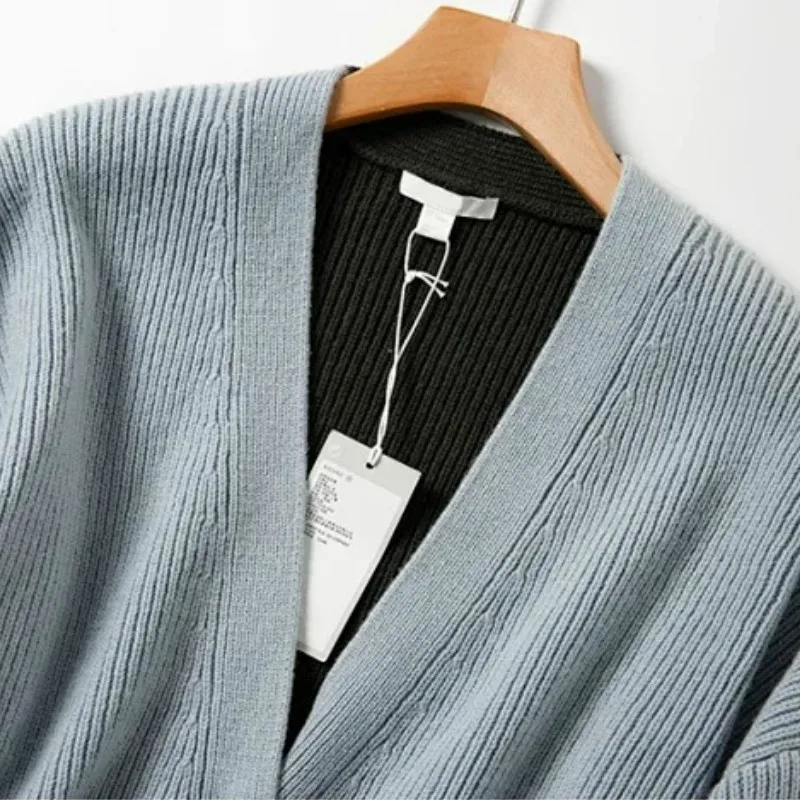 Женский свитер синий светильник Серый цветной шерстяной свитер