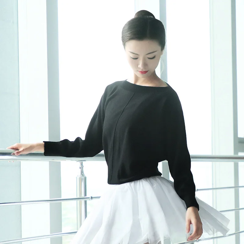 

Women Ballet Dance Sweater Winter Adult Long Sleeve Knit Wrap Dance Tops Ballet Warm Up