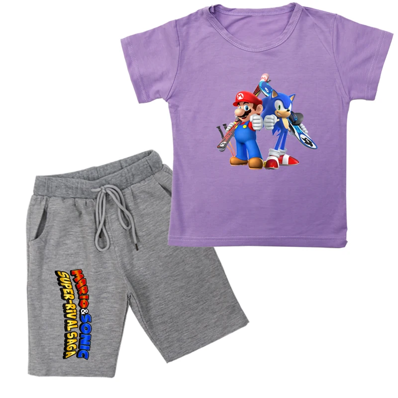 Fashion Summer Boy Girl Clothes Set Children T-Shirt and Shorts Pant Suit Kids Outfit Cotton Tops Children's Clothing Suit - Цвет: 13