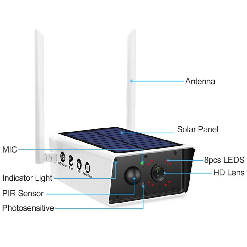 Солнечная камера 1080Pwifi камера водонепроницаемый открытый инфракрасный охранный модуль камера