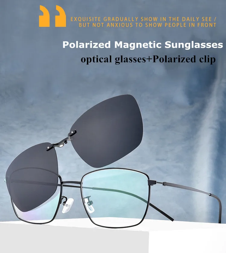 YOOSKE поляризационные солнцезащитные очки для мужчин и женщин с магнитным зажимом, оптические очки по рецепту, металлические оправы, очки