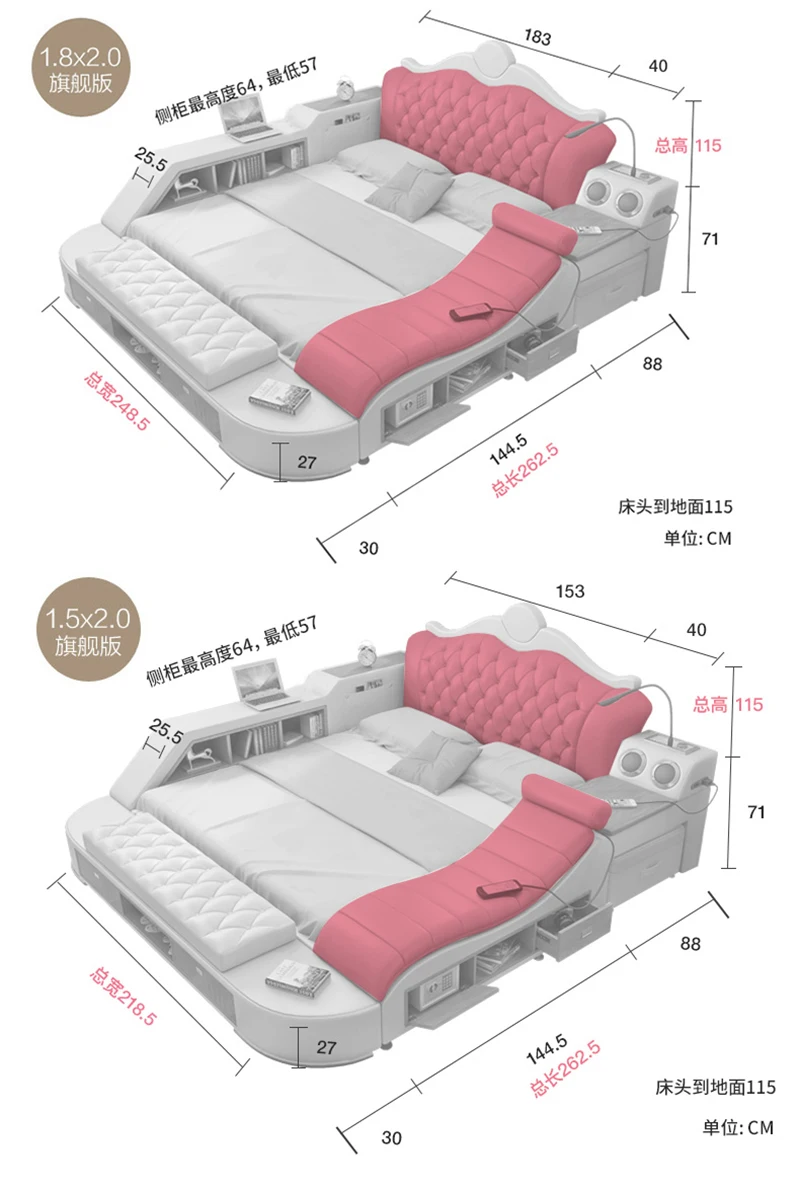 Современный дизайн, мебель для спальни, умный массаж, кровати размера king