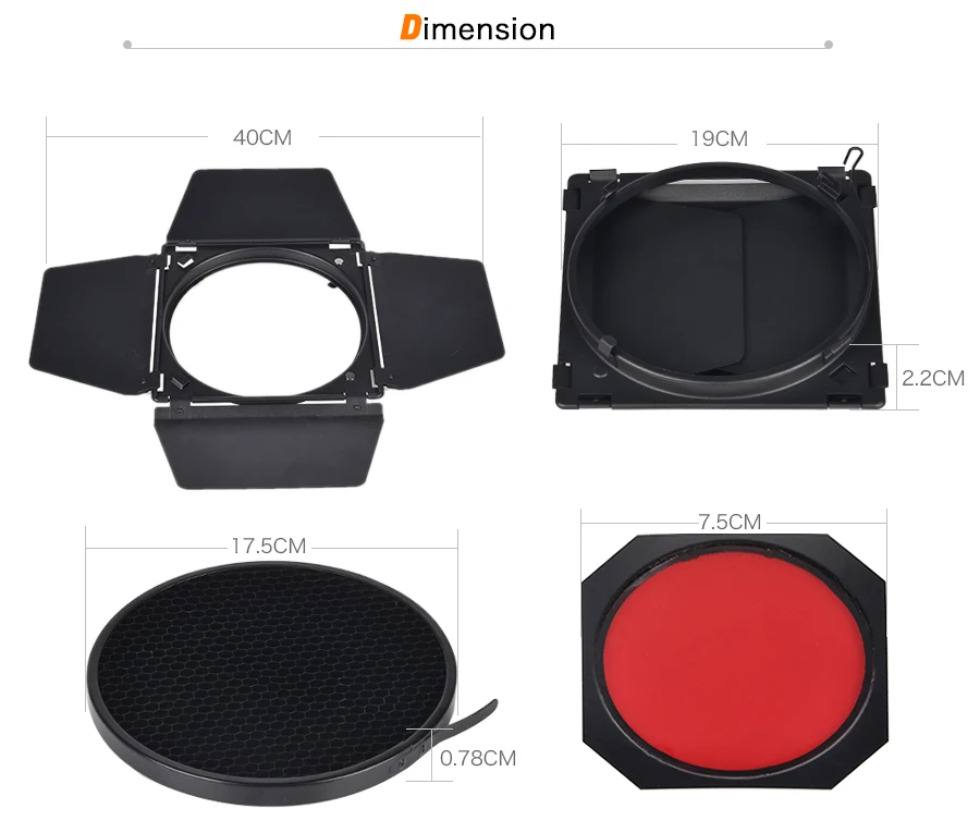 Godox BD-04 дверь сарая+ сотовая сетка+ 4 цвета фильтр для крепления Bowen Стандартный отражатель Фотостудия аксессуары для вспышки