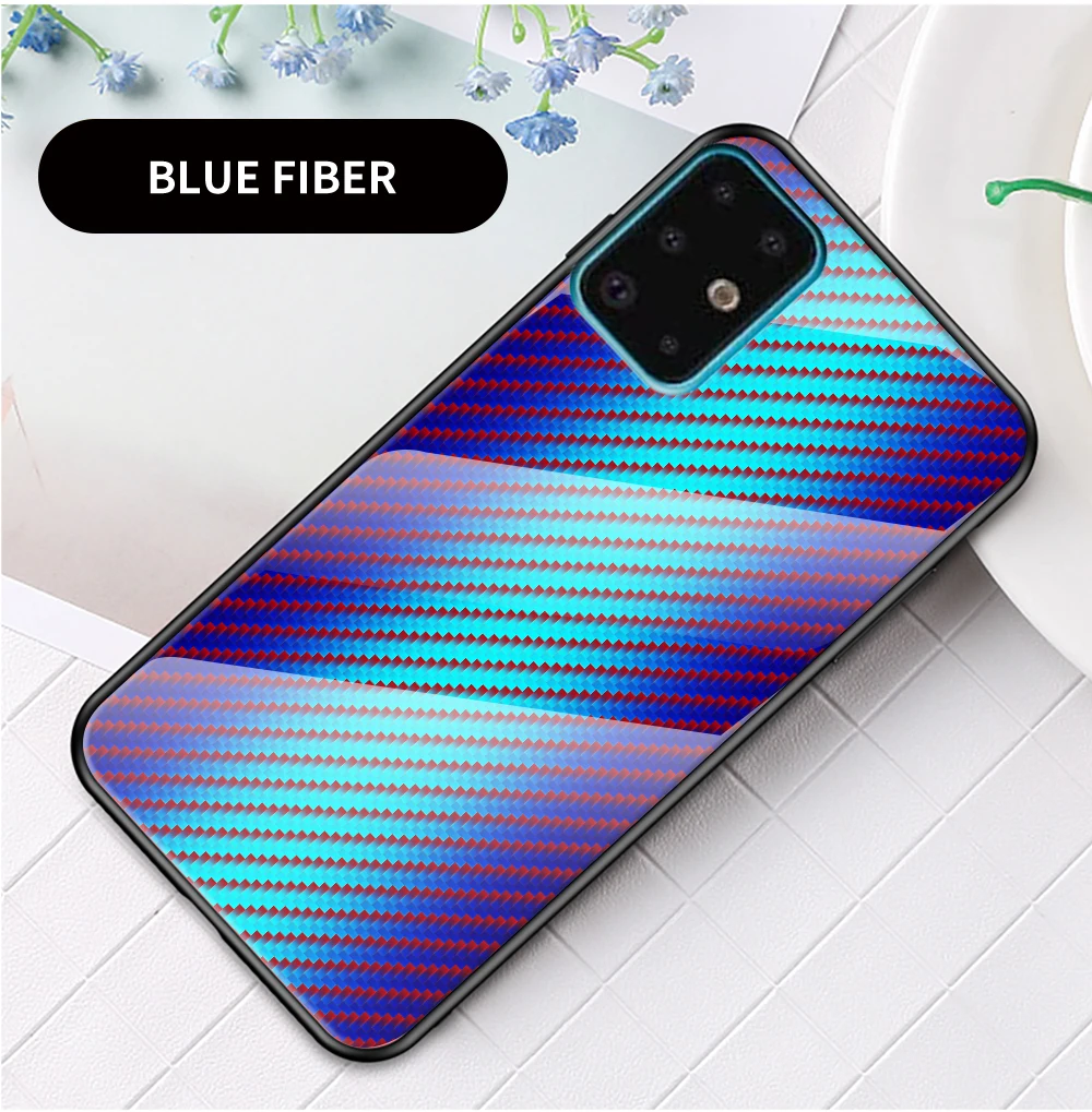 02 UYFRATE углеродного волокна градиент Стекло чехол для телефона для samsung Galaxy S11 S11E S11 Plus Note 10 плюс S10 S10E A71 A51 A70 A30 A20 - Цвет: 02