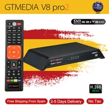 Gtmedia-Receptor satélite para televisión digital, dispositivo para televisión full HD H-265, con DVB-S2, DVB-T2 y DVB-C, ISDBT, Wifi integrado, mejor que freesat v8 golden, modelo V8 Pro2