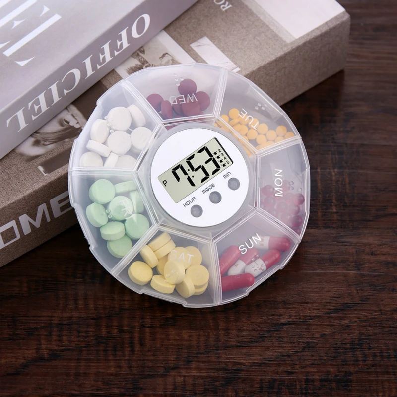 Electronic Reminder Pill Box 7 Days Weekly Travel Medicine Case Alarm Timer Pills Organizer Container | Красота и здоровье