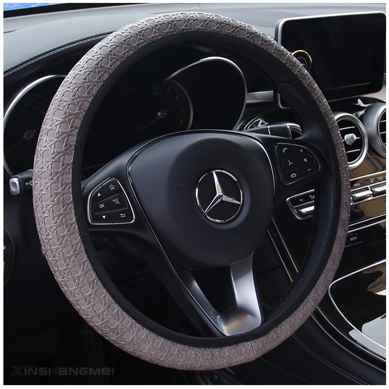 Car Steering Wheel Cover OD Shape Leather For Hyundai ix25 ix35 santa fe 2007 2008 2011 2013 santafe solaris - Color Name: 1