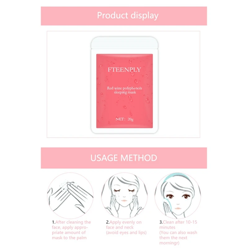 Red Wine Sleep Mask Essence Moisturizing Oil-control Firming Skin No-clean Mask Improve Skin Dark Rough Brighten Complexion