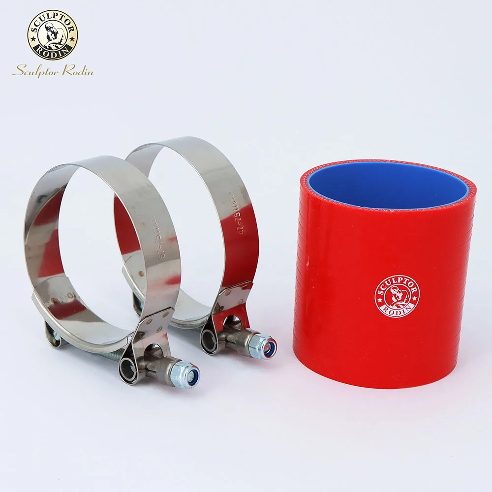 0 degree Straight Silicone Hose/Tube +T clamp 51 57 63 70 76MM Rubber Joiner Tube for Intercooler Cold air intake Pipe