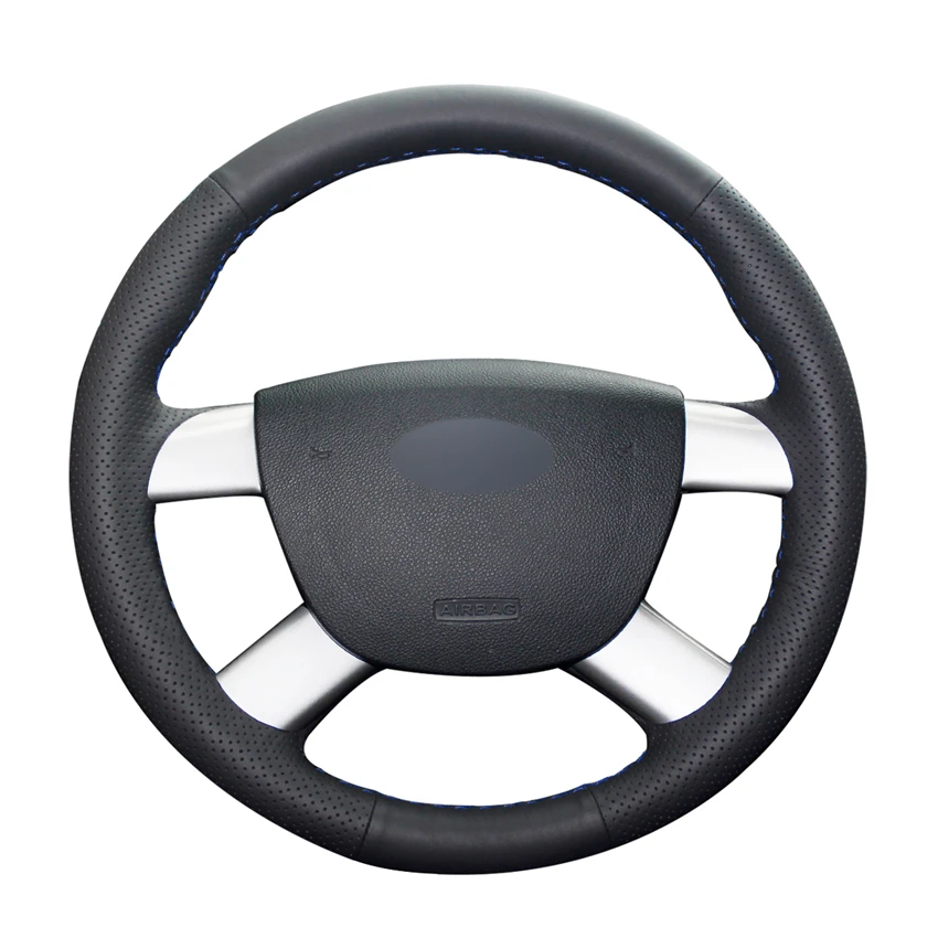 Сшитая вручную черная искусственная кожа чехол на руль для Ford Focus CC C Max Kuga Tourneo Connect