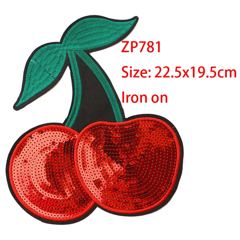 ZP781 1 шт. милый фруктовый мультфильм блёстки значок железные нашивки для одежды DIY полосатая одежда Лоскутные наклейки пользовательские значки - Цвет: ZP781