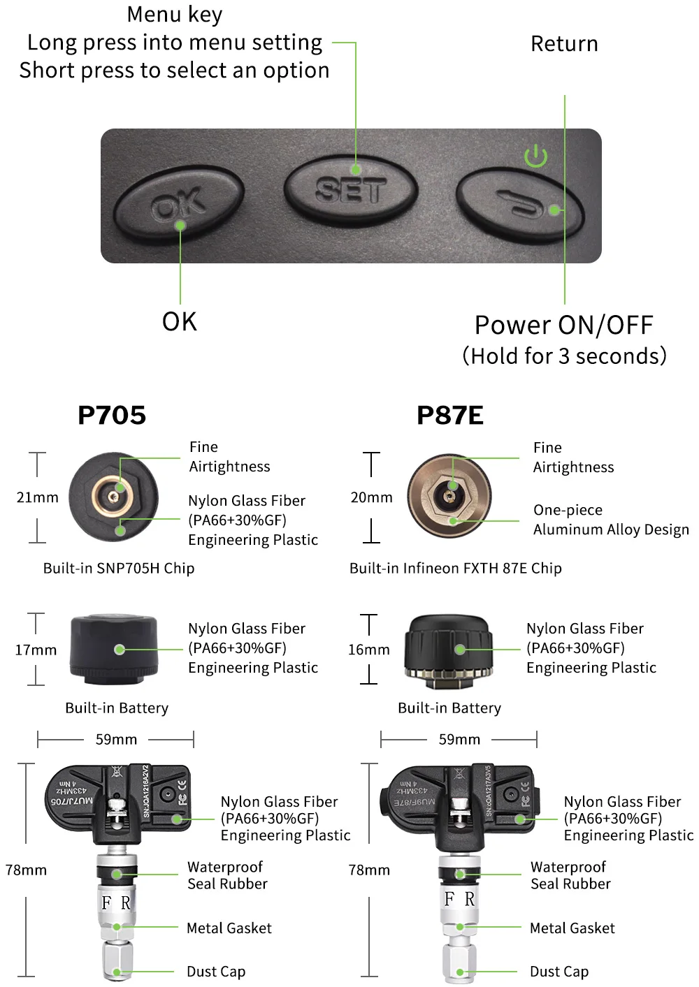 Deelife TPMS Solar Tire Pressure Monitoring System 0-116 psi 0-8 bar TMPS Car Tyre Pressure Monitor Internal External Sensor
