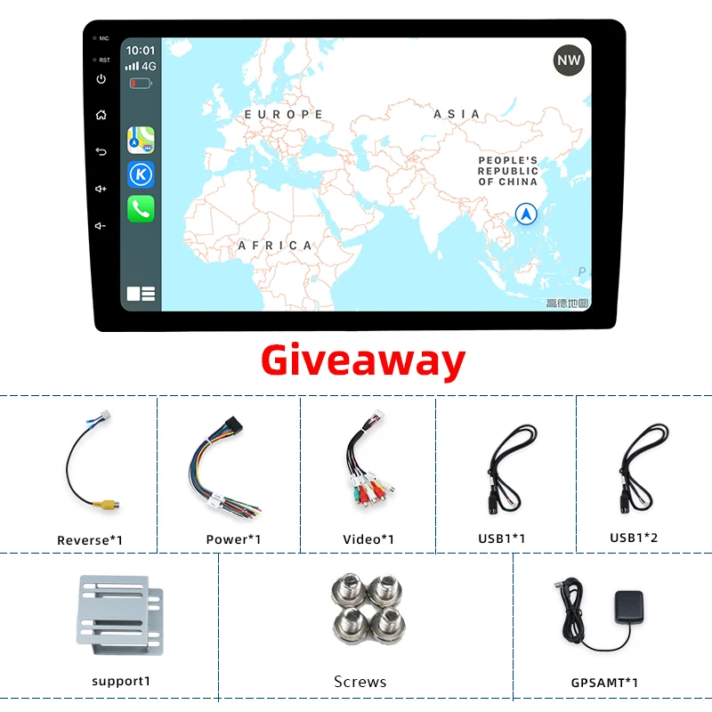 JMANCE 2din AHD Carplay Android 10 Car Radio 2.5D 10'' Maltimedia Stereo DSP & RDS 2GB + 32GB Car DVD Player For Android / IOS