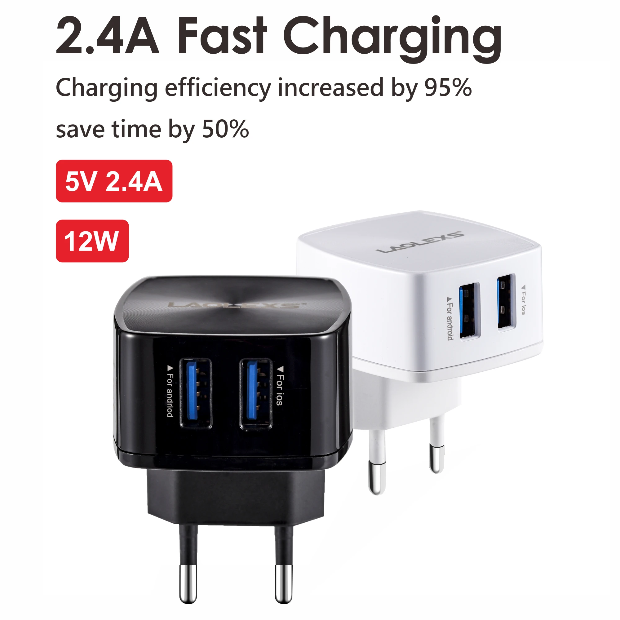 USB адаптер LAOLEXS для быстрой зарядки 2 4 А 12 Вт порта|Зарядные устройства| |
