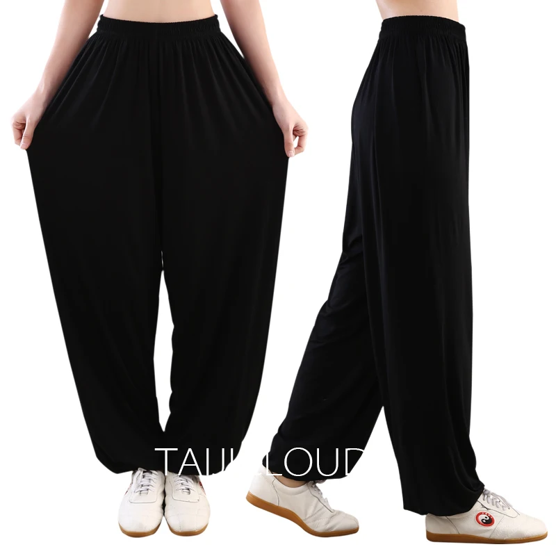 Bamboo fiber tai chi pants modal martial arts practice summer and autumn lantern yoga home plus size loose morning exercise