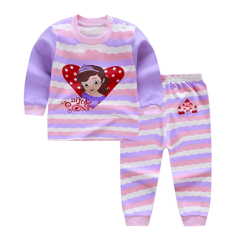 Детские пижамные комплекты с мультяшным принтом хлопковая одежда для сна для мальчиков осенне-весенние топы с длинными рукавами для девочек+ штаны, 2 предмета в комплекте - Цвет: C28