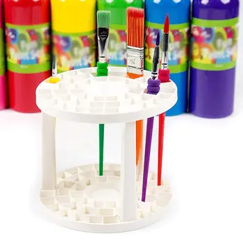 

Paint Brush Pen Holder Art Supplies Multi Bin Round Plastic Drawing Organizer