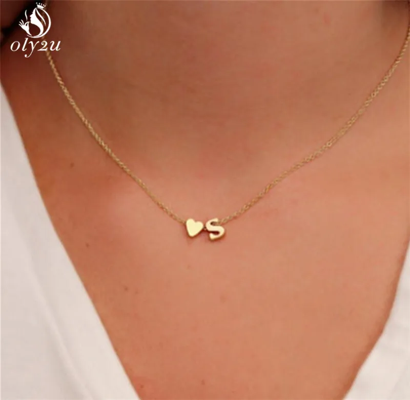 Bijoux Tiny Heart Initial A-Z 26 Letter Name Choker Necklaces for Women Personalize Jewelry Necklace Accessories Girlfriend Gift Bijoux Tiny Heart Initial A-Z 26 Letter Name Choker Necklaces for Women Personalize Jewelry Necklace Accessories Girlfriend Gift