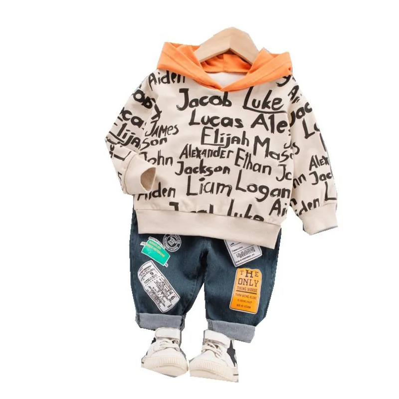 

Children Clothes Suit Spring Autumn Kids Boys Girls Letter Hoodies Jeans Pants 2Pcs/sets Baby Toddler Clothing Infant Sportswear