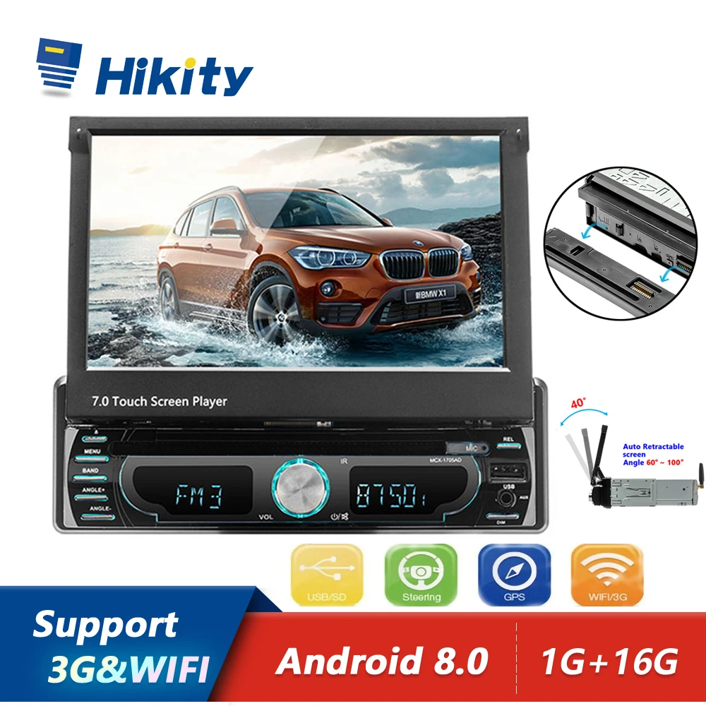 Hikity автомобильный Радио стерео 7 ''Android MP5 плеер сенсорный экран 1din GPS FM с USB SD